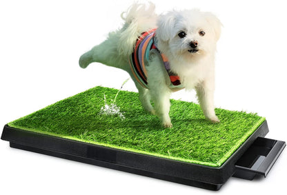 Dog Grass Pad with Tray Large, Puppy Turf Potty Reusable Training Pads with Pee Baffle, Artificial Grass Patch for Indoor and Outdoor Use, Ideal for Small and Medium Dogs (30"×20")