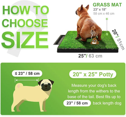 Dog Grass Pad with Tray Large, Puppy Turf Potty Reusable Training Pads with Pee Baffle, Artificial Grass Patch for Indoor and Outdoor Use, Ideal for Small and Medium Dogs (30"×20")