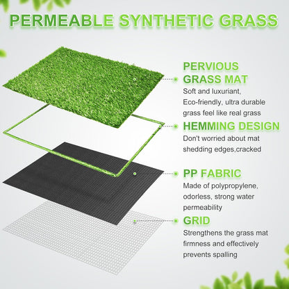 Dog Grass Pad with Tray Large, Puppy Turf Potty Reusable Training Pads with Pee Baffle, Artificial Grass Patch for Indoor and Outdoor Use, Ideal for Small and Medium Dogs (30"×20")