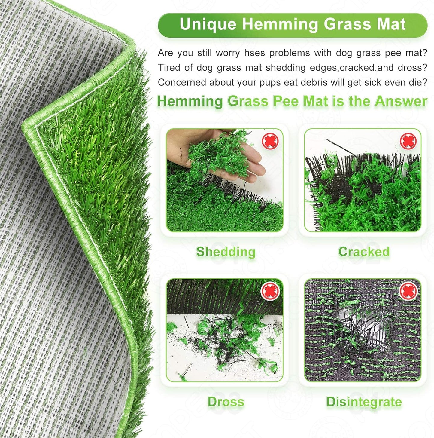 Dog Grass Pad with Tray Large, Puppy Turf Potty Reusable Training Pads with Pee Baffle, Artificial Grass Patch for Indoor and Outdoor Use, Ideal for Small and Medium Dogs (30"×20")