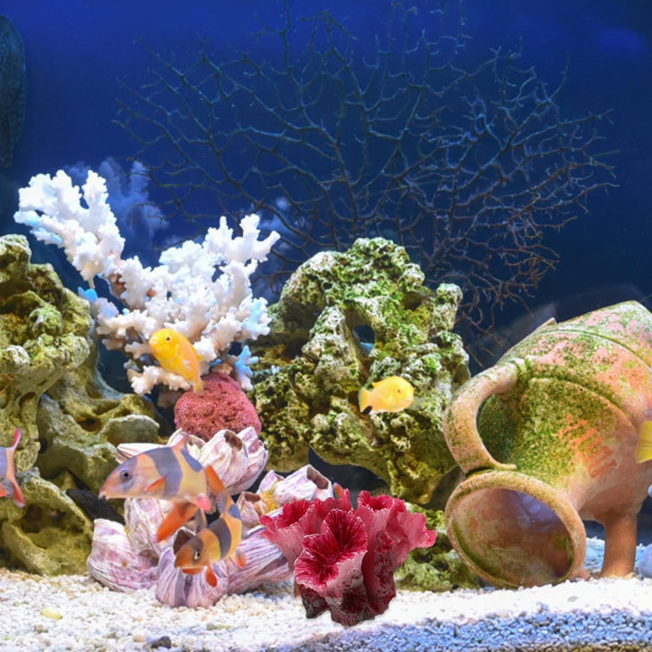 2pcs Artificial Reef Coral Aquarium Decorations, Red Fish Tank Ornaments, Home Tank Decor Coral for Aquarium Landscape, 2.8x2 Inch
