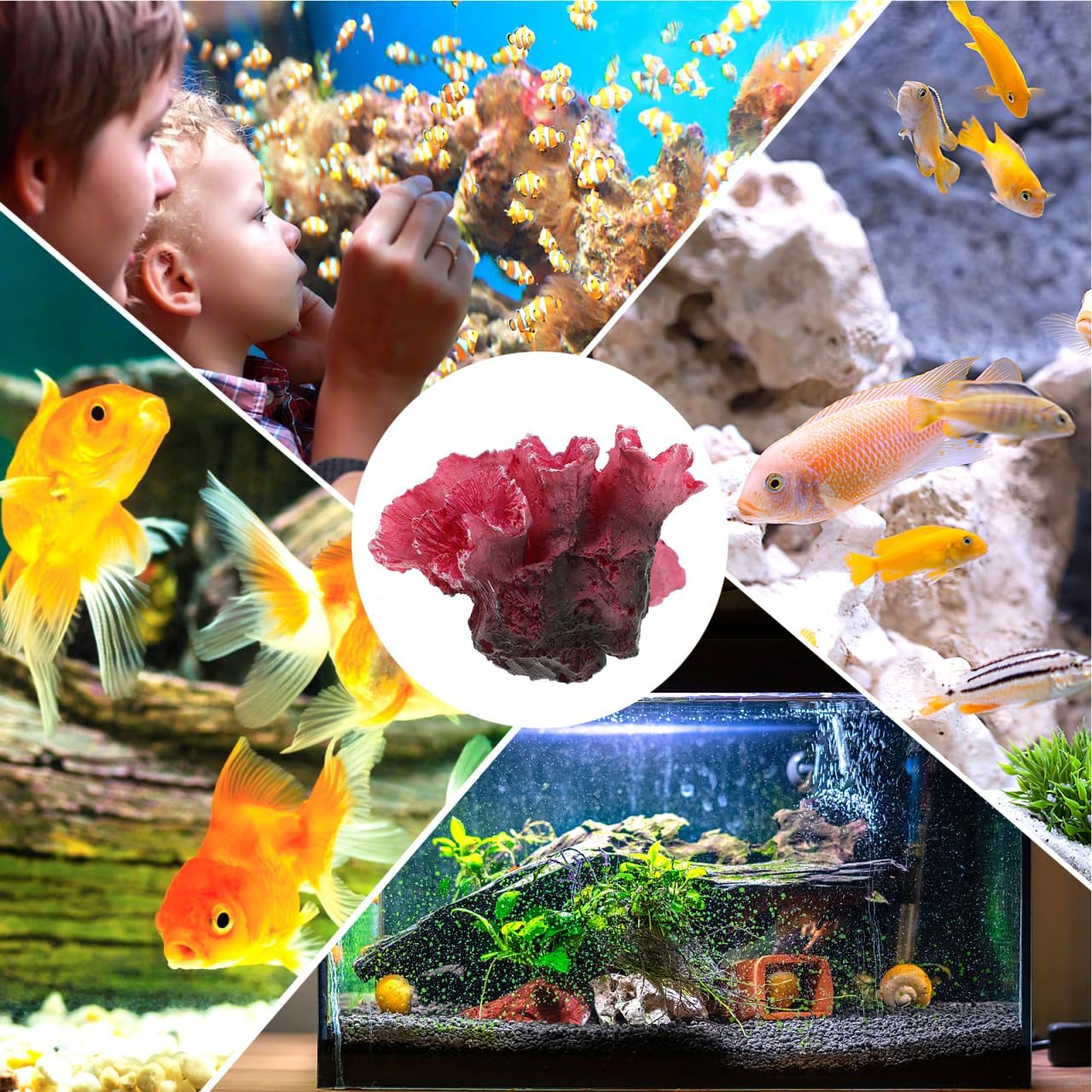 2pcs Artificial Reef Coral Aquarium Decorations, Red Fish Tank Ornaments, Home Tank Decor Coral for Aquarium Landscape, 2.8x2 Inch
