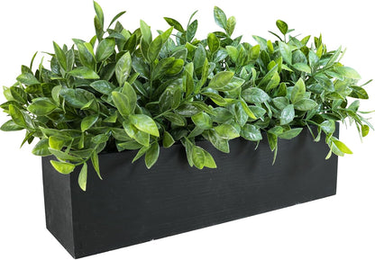 15" Assorted Artificial Succulent Arrangement Assorted Succulents in Rectangular Wooden Planter Faux Potted Plant for Farmhouse Table Centerpiece Windowsill Shelf Desk Mantel Greenery Décor