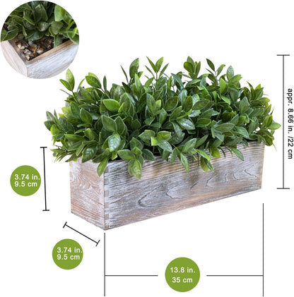 15" Assorted Artificial Succulent Arrangement Assorted Succulents in Rectangular Wooden Planter Faux Potted Plant for Farmhouse Table Centerpiece Windowsill Shelf Desk Mantel Greenery Décor