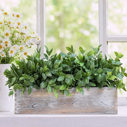 15" Assorted Artificial Succulent Arrangement Assorted Succulents in Rectangular Wooden Planter Faux Potted Plant for Farmhouse Table Centerpiece Windowsill Shelf Desk Mantel Greenery Décor