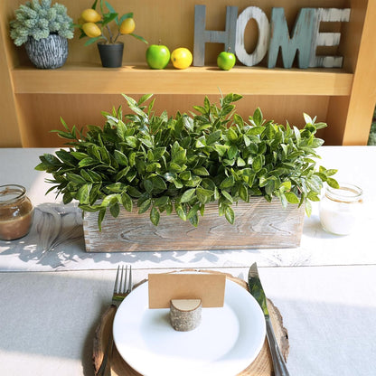 15" Assorted Artificial Succulent Arrangement Assorted Succulents in Rectangular Wooden Planter Faux Potted Plant for Farmhouse Table Centerpiece Windowsill Shelf Desk Mantel Greenery Décor
