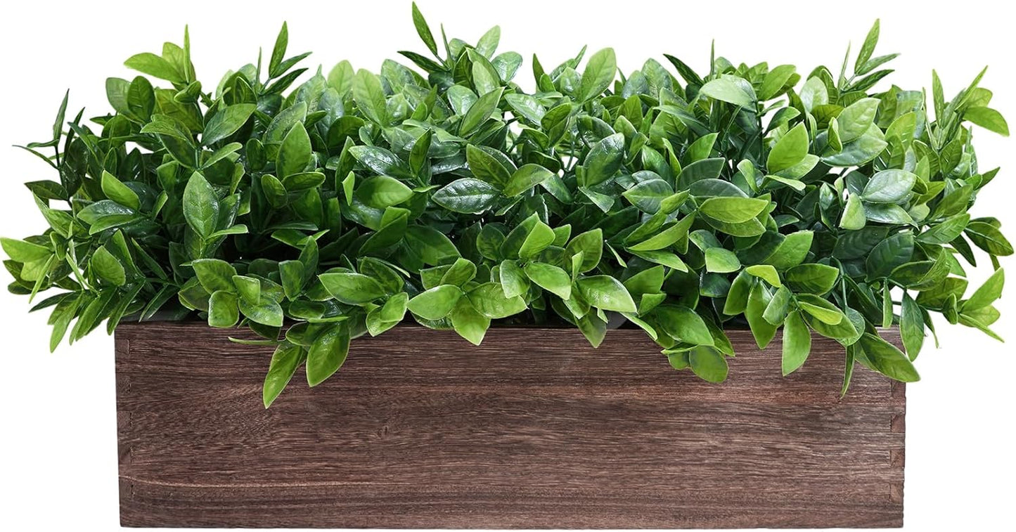 15" Assorted Artificial Succulent Arrangement Assorted Succulents in Rectangular Wooden Planter Faux Potted Plant for Farmhouse Table Centerpiece Windowsill Shelf Desk Mantel Greenery Décor