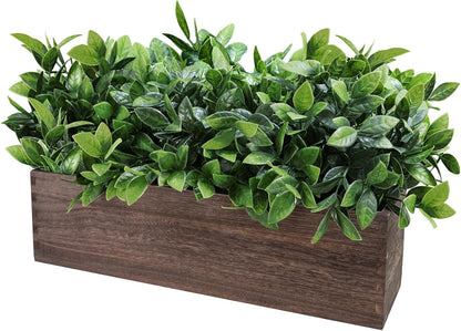 15" Assorted Artificial Succulent Arrangement Assorted Succulents in Rectangular Wooden Planter Faux Potted Plant for Farmhouse Table Centerpiece Windowsill Shelf Desk Mantel Greenery Décor