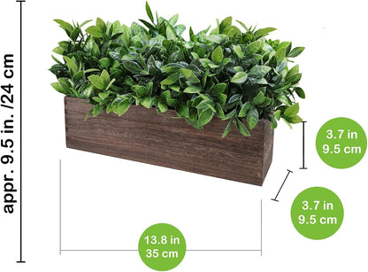 15" Assorted Artificial Succulent Arrangement Assorted Succulents in Rectangular Wooden Planter Faux Potted Plant for Farmhouse Table Centerpiece Windowsill Shelf Desk Mantel Greenery Décor