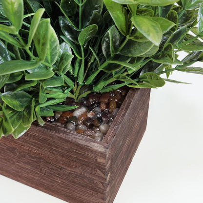 15" Assorted Artificial Succulent Arrangement Assorted Succulents in Rectangular Wooden Planter Faux Potted Plant for Farmhouse Table Centerpiece Windowsill Shelf Desk Mantel Greenery Décor