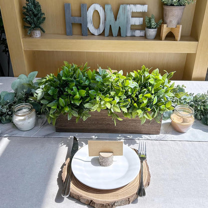 15" Assorted Artificial Succulent Arrangement Assorted Succulents in Rectangular Wooden Planter Faux Potted Plant for Farmhouse Table Centerpiece Windowsill Shelf Desk Mantel Greenery Décor