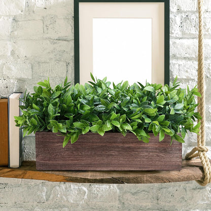 15" Assorted Artificial Succulent Arrangement Assorted Succulents in Rectangular Wooden Planter Faux Potted Plant for Farmhouse Table Centerpiece Windowsill Shelf Desk Mantel Greenery Décor