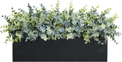 15" Assorted Artificial Succulent Arrangement Assorted Succulents in Rectangular Wooden Planter Faux Potted Plant for Farmhouse Table Centerpiece Windowsill Shelf Desk Mantel Greenery Décor