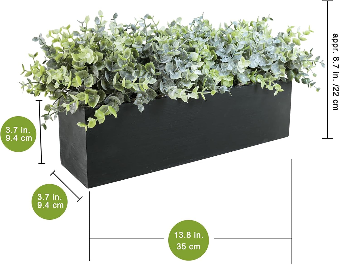 15" Assorted Artificial Succulent Arrangement Assorted Succulents in Rectangular Wooden Planter Faux Potted Plant for Farmhouse Table Centerpiece Windowsill Shelf Desk Mantel Greenery Décor