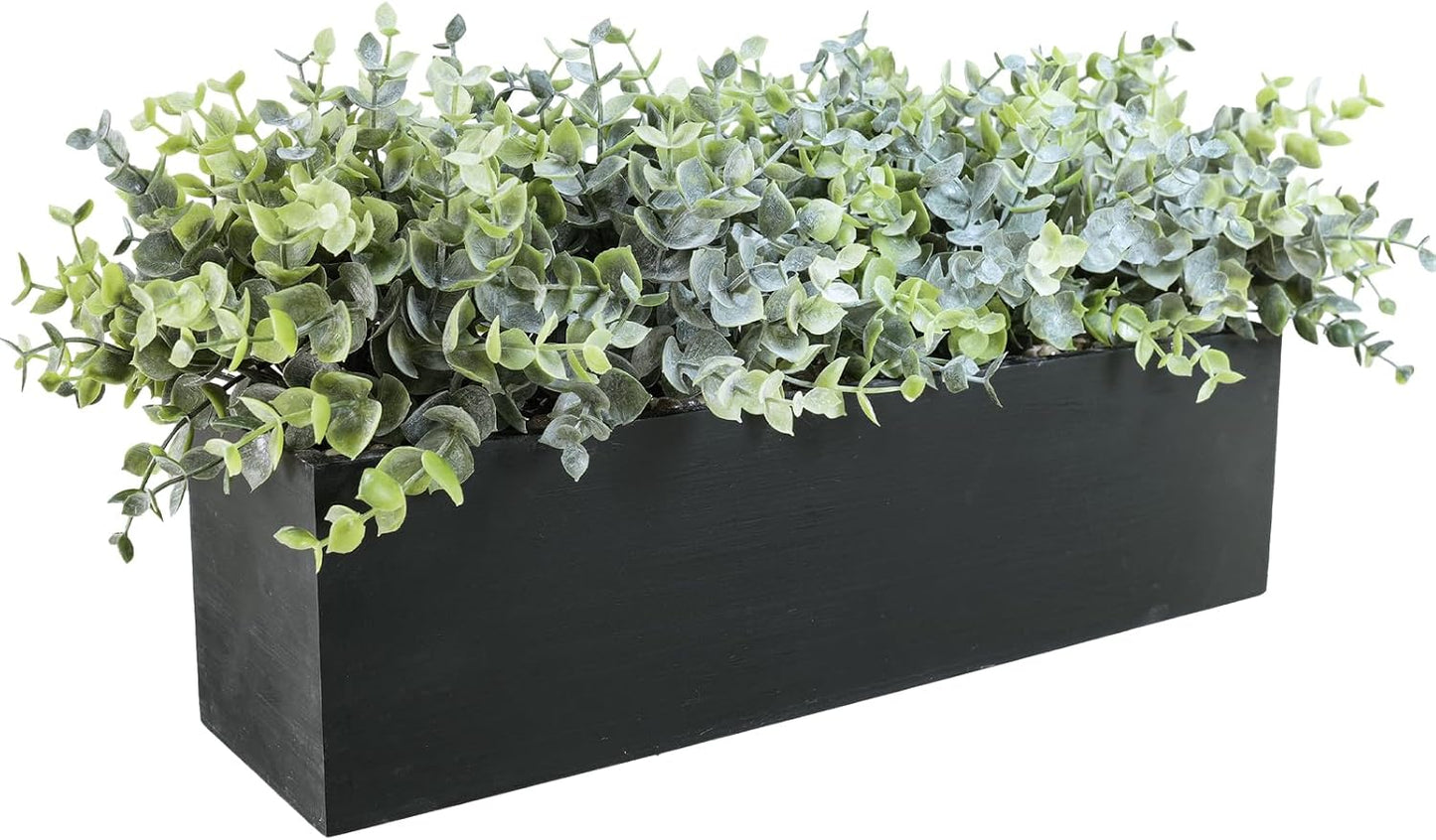 15" Assorted Artificial Succulent Arrangement Assorted Succulents in Rectangular Wooden Planter Faux Potted Plant for Farmhouse Table Centerpiece Windowsill Shelf Desk Mantel Greenery Décor