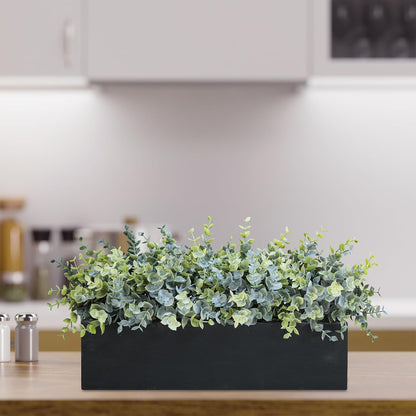15" Assorted Artificial Succulent Arrangement Assorted Succulents in Rectangular Wooden Planter Faux Potted Plant for Farmhouse Table Centerpiece Windowsill Shelf Desk Mantel Greenery Décor