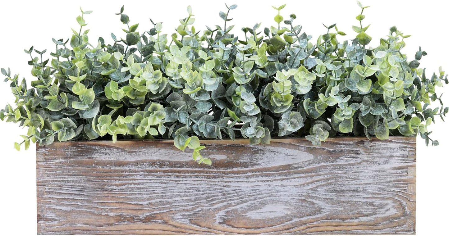 15" Assorted Artificial Succulent Arrangement Assorted Succulents in Rectangular Wooden Planter Faux Potted Plant for Farmhouse Table Centerpiece Windowsill Shelf Desk Mantel Greenery Décor