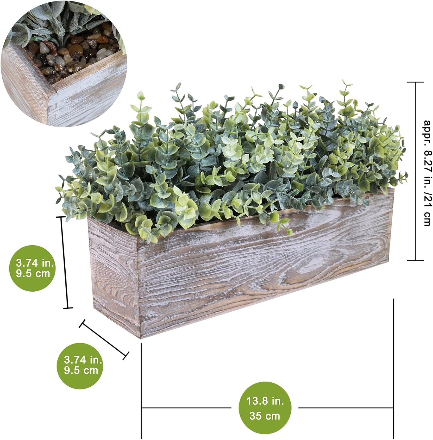 15" Assorted Artificial Succulent Arrangement Assorted Succulents in Rectangular Wooden Planter Faux Potted Plant for Farmhouse Table Centerpiece Windowsill Shelf Desk Mantel Greenery Décor