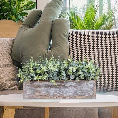 15" Assorted Artificial Succulent Arrangement Assorted Succulents in Rectangular Wooden Planter Faux Potted Plant for Farmhouse Table Centerpiece Windowsill Shelf Desk Mantel Greenery Décor