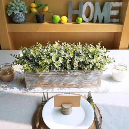 15" Assorted Artificial Succulent Arrangement Assorted Succulents in Rectangular Wooden Planter Faux Potted Plant for Farmhouse Table Centerpiece Windowsill Shelf Desk Mantel Greenery Décor