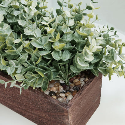 15" Assorted Artificial Succulent Arrangement Assorted Succulents in Rectangular Wooden Planter Faux Potted Plant for Farmhouse Table Centerpiece Windowsill Shelf Desk Mantel Greenery Décor