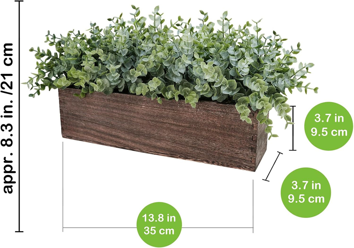 15" Assorted Artificial Succulent Arrangement Assorted Succulents in Rectangular Wooden Planter Faux Potted Plant for Farmhouse Table Centerpiece Windowsill Shelf Desk Mantel Greenery Décor