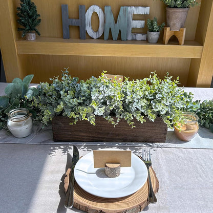 15" Assorted Artificial Succulent Arrangement Assorted Succulents in Rectangular Wooden Planter Faux Potted Plant for Farmhouse Table Centerpiece Windowsill Shelf Desk Mantel Greenery Décor
