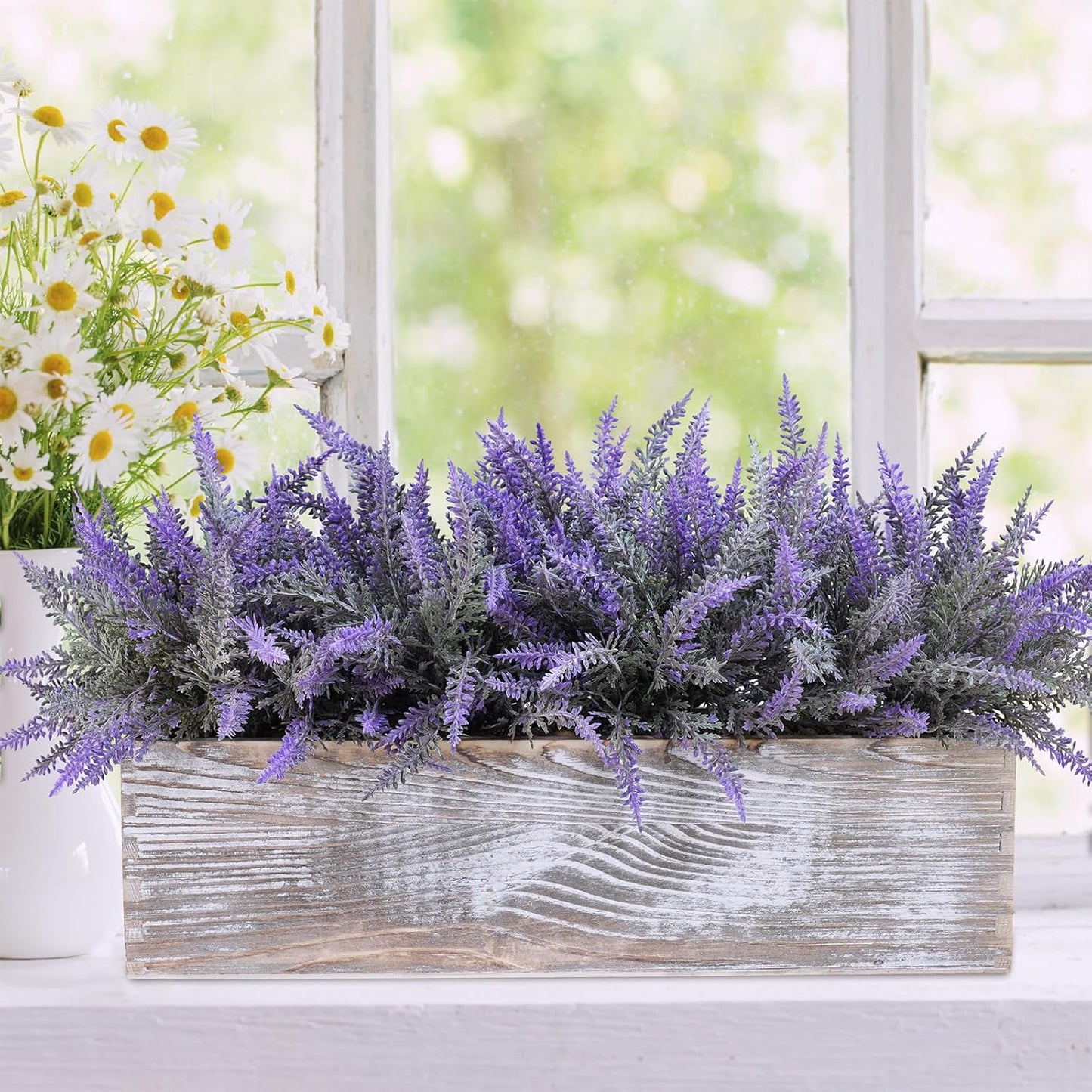 15" Assorted Artificial Succulent Arrangement Assorted Succulents in Rectangular Wooden Planter Faux Potted Plant for Farmhouse Table Centerpiece Windowsill Shelf Desk Mantel Greenery Décor