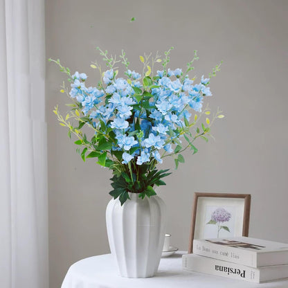 8 pcs White Delphinium Artificial Flowers, 34.25''Artificial Snapdragon Flowers Tall Fake Flowers Silk Flowers Faux Delphinium Bulk for Tall Vase Home Wedding Garden Table Decor (White)