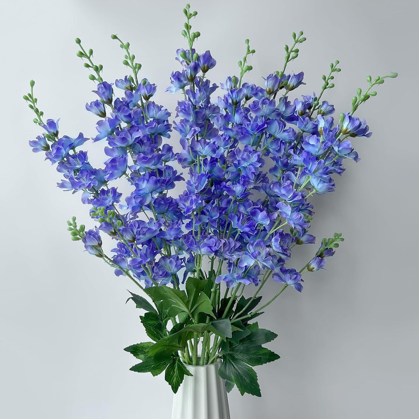 8 pcs White Delphinium Artificial Flowers, 34.25''Artificial Snapdragon Flowers Tall Fake Flowers Silk Flowers Faux Delphinium Bulk for Tall Vase Home Wedding Garden Table Decor (White)