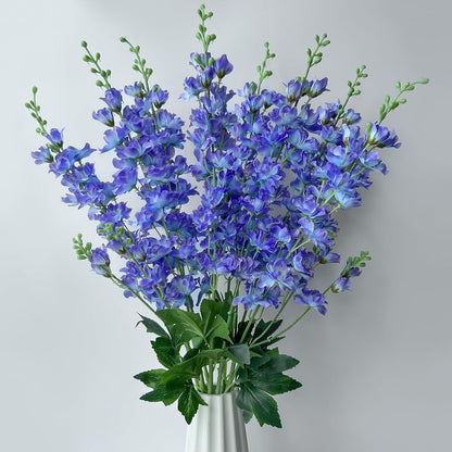 8 pcs White Delphinium Artificial Flowers, 34.25''Artificial Snapdragon Flowers Tall Fake Flowers Silk Flowers Faux Delphinium Bulk for Tall Vase Home Wedding Garden Table Decor (White)