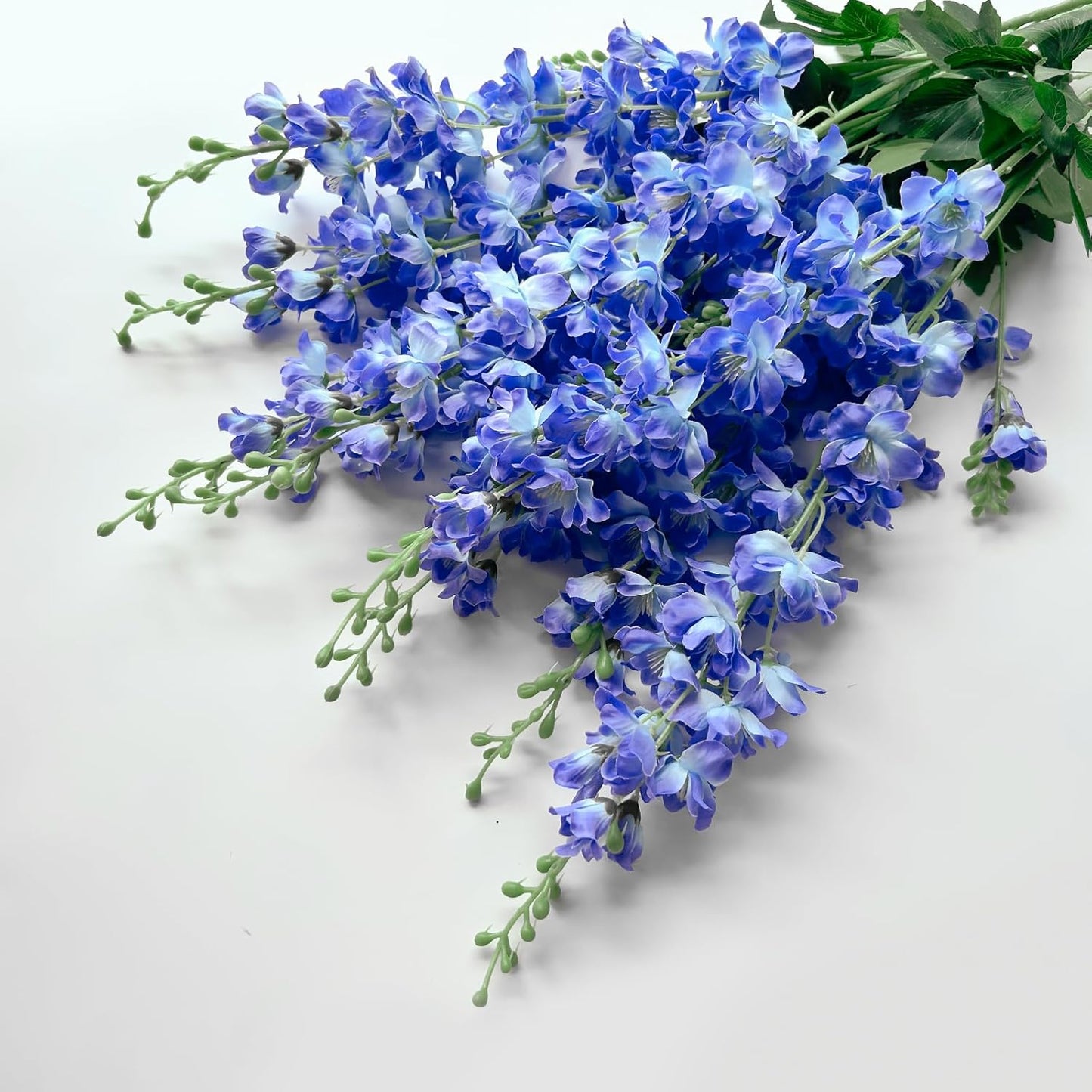 8 pcs White Delphinium Artificial Flowers, 34.25''Artificial Snapdragon Flowers Tall Fake Flowers Silk Flowers Faux Delphinium Bulk for Tall Vase Home Wedding Garden Table Decor (White)