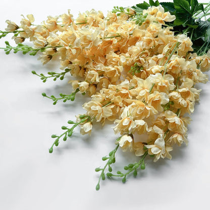 8 pcs White Delphinium Artificial Flowers, 34.25''Artificial Snapdragon Flowers Tall Fake Flowers Silk Flowers Faux Delphinium Bulk for Tall Vase Home Wedding Garden Table Decor (White)