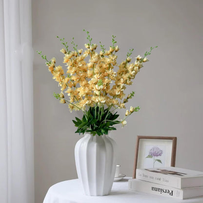 8 pcs White Delphinium Artificial Flowers, 34.25''Artificial Snapdragon Flowers Tall Fake Flowers Silk Flowers Faux Delphinium Bulk for Tall Vase Home Wedding Garden Table Decor (White)