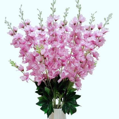 8 pcs White Delphinium Artificial Flowers, 34.25''Artificial Snapdragon Flowers Tall Fake Flowers Silk Flowers Faux Delphinium Bulk for Tall Vase Home Wedding Garden Table Decor (White)