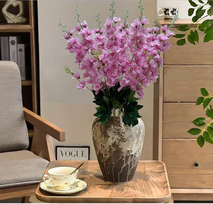 8 pcs White Delphinium Artificial Flowers, 34.25''Artificial Snapdragon Flowers Tall Fake Flowers Silk Flowers Faux Delphinium Bulk for Tall Vase Home Wedding Garden Table Decor (White)