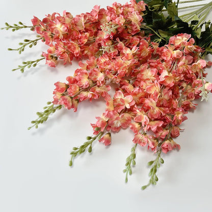 8 pcs White Delphinium Artificial Flowers, 34.25''Artificial Snapdragon Flowers Tall Fake Flowers Silk Flowers Faux Delphinium Bulk for Tall Vase Home Wedding Garden Table Decor (White)