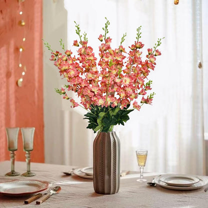 8 pcs White Delphinium Artificial Flowers, 34.25''Artificial Snapdragon Flowers Tall Fake Flowers Silk Flowers Faux Delphinium Bulk for Tall Vase Home Wedding Garden Table Decor (White)
