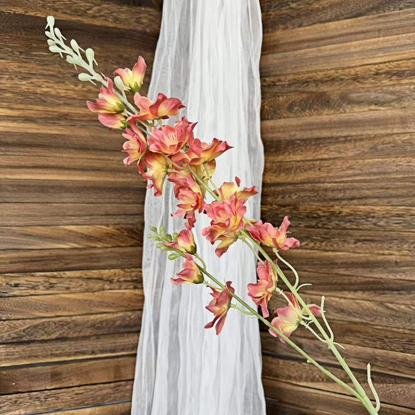 8 pcs White Delphinium Artificial Flowers, 34.25''Artificial Snapdragon Flowers Tall Fake Flowers Silk Flowers Faux Delphinium Bulk for Tall Vase Home Wedding Garden Table Decor (White)