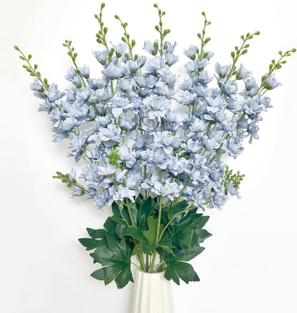 8 pcs White Delphinium Artificial Flowers, 34.25''Artificial Snapdragon Flowers Tall Fake Flowers Silk Flowers Faux Delphinium Bulk for Tall Vase Home Wedding Garden Table Decor (White)