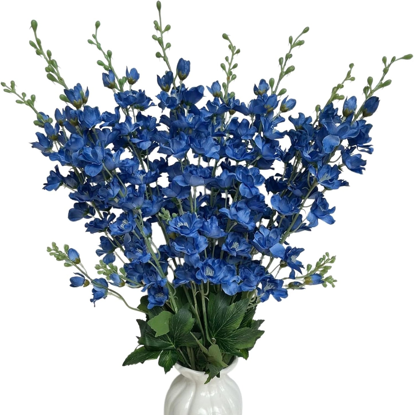 8 pcs White Delphinium Artificial Flowers, 34.25''Artificial Snapdragon Flowers Tall Fake Flowers Silk Flowers Faux Delphinium Bulk for Tall Vase Home Wedding Garden Table Decor (White)