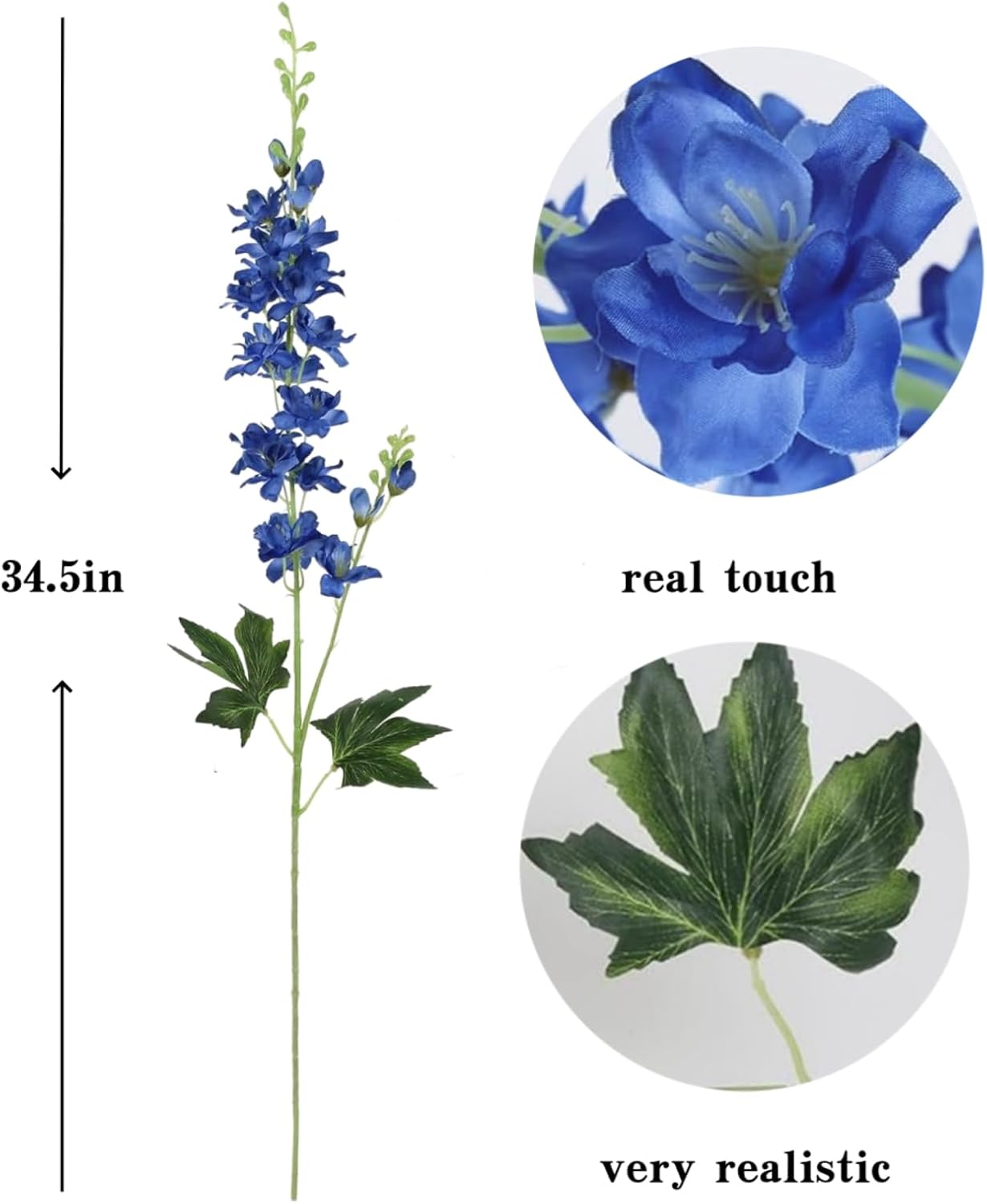 8 pcs White Delphinium Artificial Flowers, 34.25''Artificial Snapdragon Flowers Tall Fake Flowers Silk Flowers Faux Delphinium Bulk for Tall Vase Home Wedding Garden Table Decor (White)