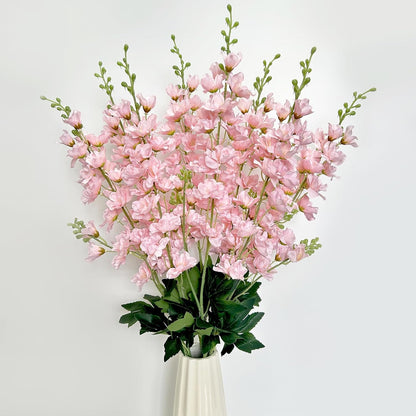 8 pcs White Delphinium Artificial Flowers, 34.25''Artificial Snapdragon Flowers Tall Fake Flowers Silk Flowers Faux Delphinium Bulk for Tall Vase Home Wedding Garden Table Decor (White)