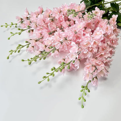 8 pcs White Delphinium Artificial Flowers, 34.25''Artificial Snapdragon Flowers Tall Fake Flowers Silk Flowers Faux Delphinium Bulk for Tall Vase Home Wedding Garden Table Decor (White)