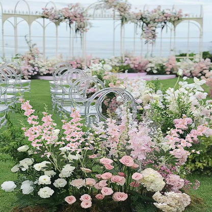 8 pcs White Delphinium Artificial Flowers, 34.25''Artificial Snapdragon Flowers Tall Fake Flowers Silk Flowers Faux Delphinium Bulk for Tall Vase Home Wedding Garden Table Decor (White)
