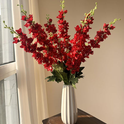 8 pcs White Delphinium Artificial Flowers, 34.25''Artificial Snapdragon Flowers Tall Fake Flowers Silk Flowers Faux Delphinium Bulk for Tall Vase Home Wedding Garden Table Decor (White)