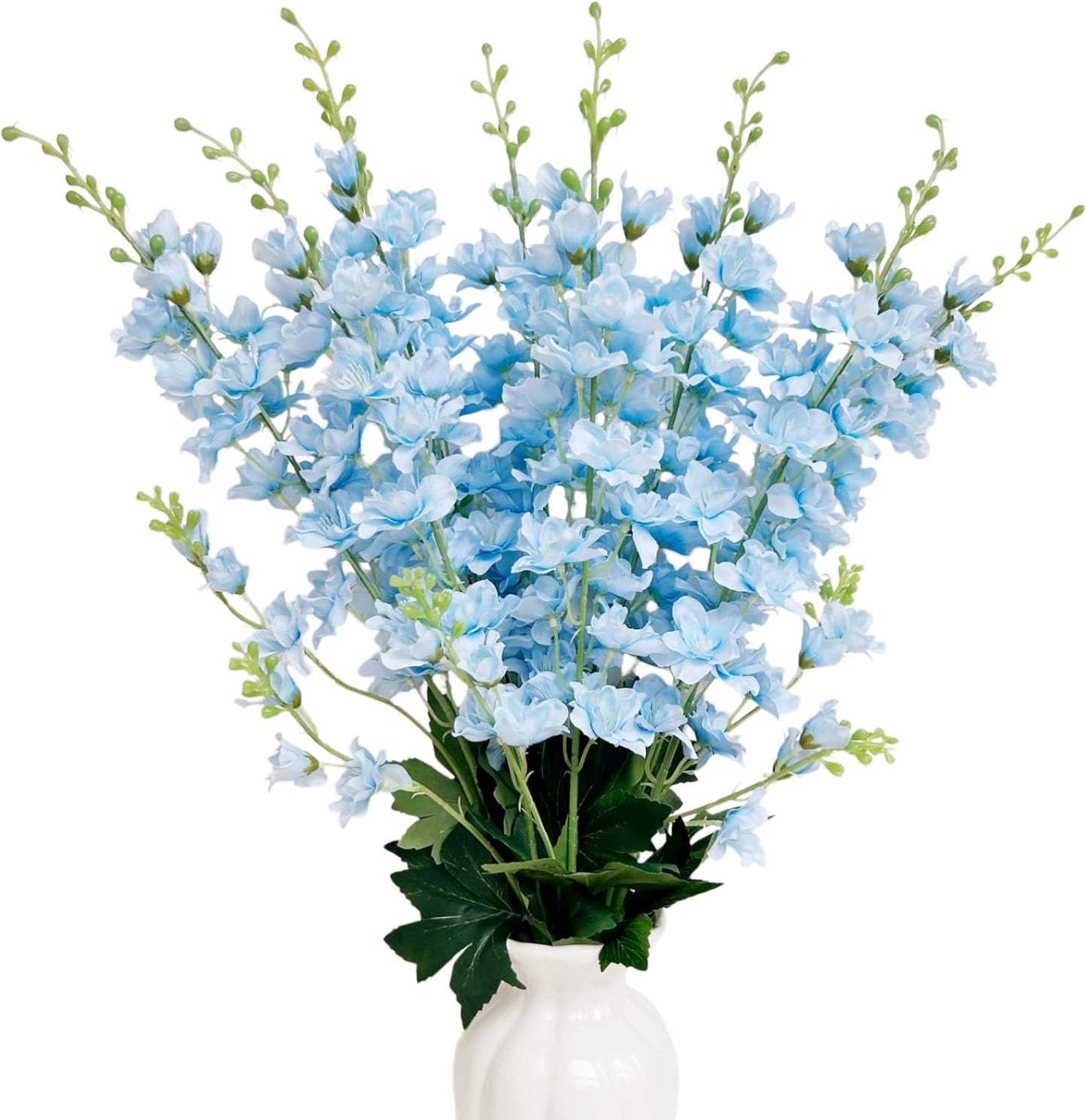 8 pcs White Delphinium Artificial Flowers, 34.25''Artificial Snapdragon Flowers Tall Fake Flowers Silk Flowers Faux Delphinium Bulk for Tall Vase Home Wedding Garden Table Decor (White)