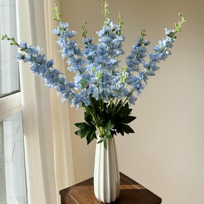 8 pcs White Delphinium Artificial Flowers, 34.25''Artificial Snapdragon Flowers Tall Fake Flowers Silk Flowers Faux Delphinium Bulk for Tall Vase Home Wedding Garden Table Decor (White)