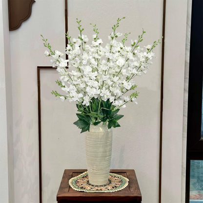 8 pcs White Delphinium Artificial Flowers, 34.25''Artificial Snapdragon Flowers Tall Fake Flowers Silk Flowers Faux Delphinium Bulk for Tall Vase Home Wedding Garden Table Decor (White)