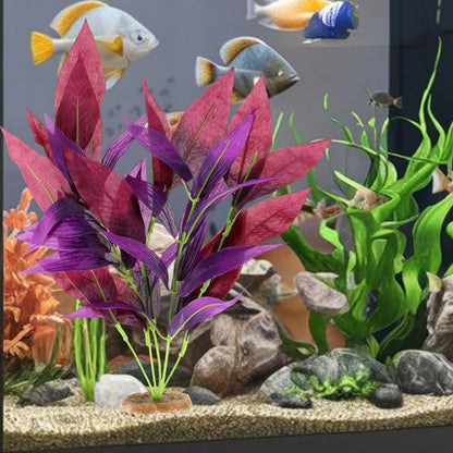2 Pcs Silk Fish Tank Plants, Silk Plants for Fish Tank 14 Inch Aquarium Plant for Aquarium Goldfish Turtle Tanks Decorations Purple
